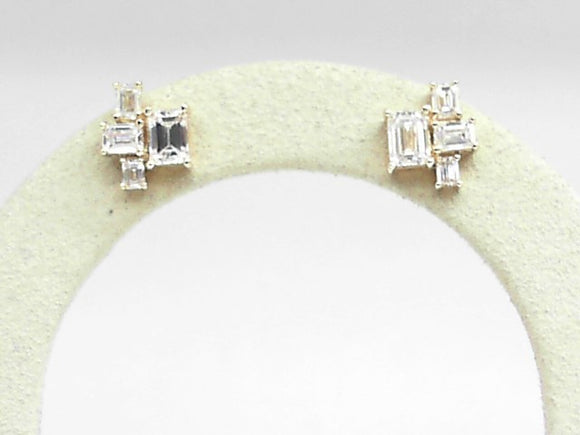 14k Yellow Gold Lab Diamond 1.25ct Emerald Cut 4-Stone Stud Earrings