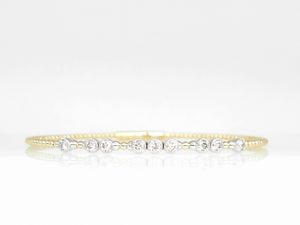 Two Tone Diamond Beaded Bangle Bracelet