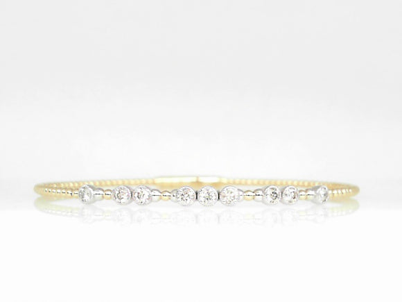 Two Tone Diamond Beaded Bangle Bracelet