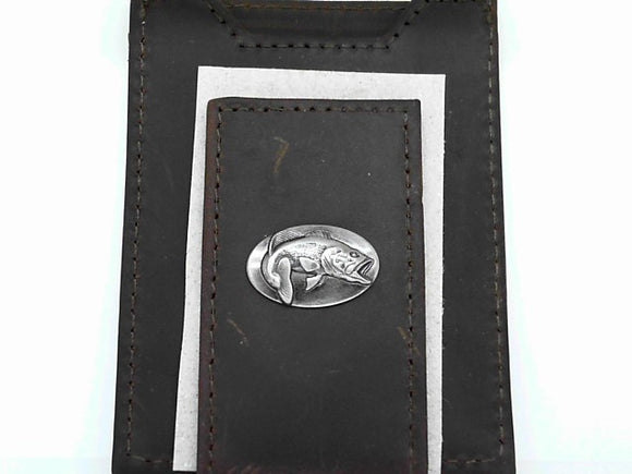 Zeppro Brown Leather Bass Concho Front Pocket Clip Wallet