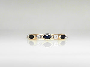 Yellow Gold Sapphire and Diamond Band