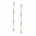 Sterling Silver Gold Plated CZ By The Yard Earrings