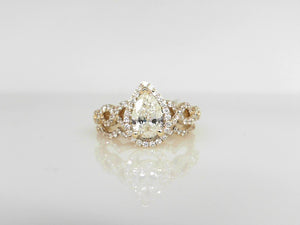 14K YG 1.33 CTW Diamond Pear Bridal Set