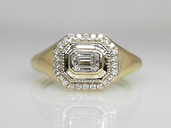 Yellow Gold East-West Bezel Baguette Diamond Ring