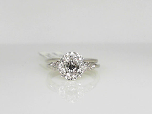 14K WG .32 CT Diamond Semi Bridal Set for Round