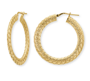 Sterling Silver/Yellow Gold Bonded Woven Hoop Earrings