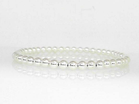 Sterling Silver 4mm Beaded Stretch Bracelet