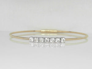 Two-Tone Textured Diamond Flex Bangle