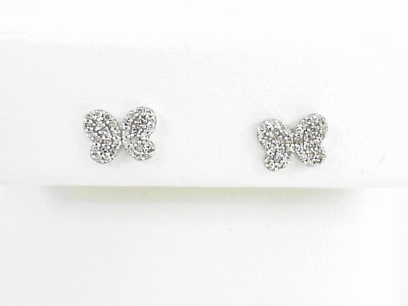 10K WG .20 CTW Diamond Pave Butterfly Earrings