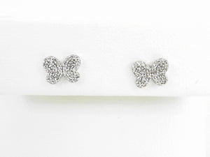 10K WG .20 CTW Diamond Pave Butterfly Earrings