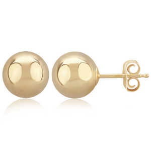 Yellow Gold 8mm Ball Stud Earrings