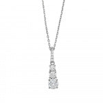 Sterling Silver Triple Round CZ Pendant Necklace