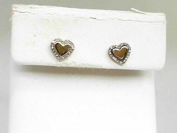 Yellow Gold Polished Heart Studs with Diamonds