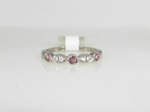 White Gold Pink Tourmaline and Diamond Band