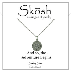 Skosh Antiqued Silver Compass Necklace