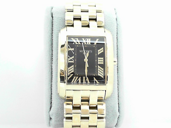 Moore's Elite Stainless Steel 10ATM Tank Black Dial Watch