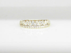 14k Yellow Gold Baguette and Round Diamond 2 Band Ring