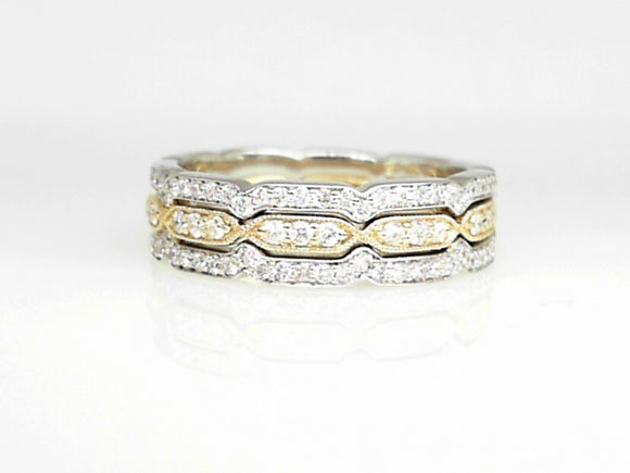 14K Two Tone .65 CTW Stackable Diamond Bands