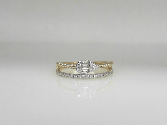 Yellow Gold Double Row Diamond Band