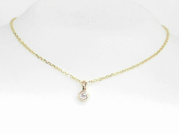 Yellow Gold Diamond Bezel Set Necklace 18