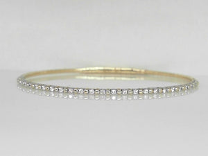 Yellow Gold Beaded Diamond Flex Bangle