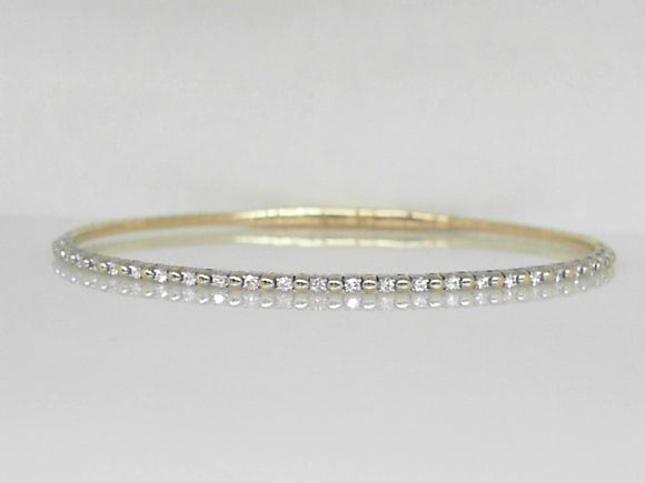 Yellow Gold Beaded Diamond Flex Bangle