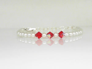 Baby/Kids Pearl Birthstone Bracelet- July