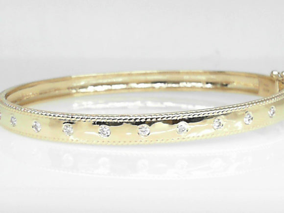 14K Yellow Gold Diamond Classic Bangle Bracelet