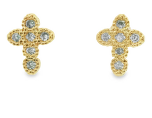 Gold Fill CZ Cross Stud Earrings