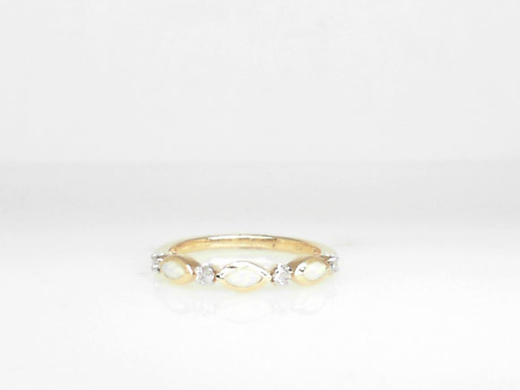 Yellow Gold Opal and Diamond Band