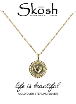 Skosh Gold Plate Plain Heart Disc Necklace
