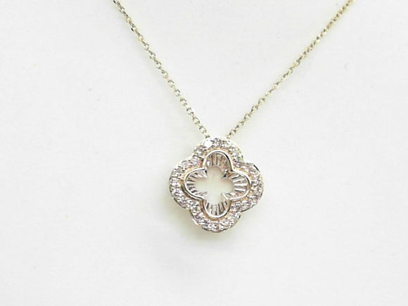 14k Two-Tone Diamond Clover Necklace