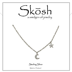 Skosh Silver CZ Moon and Star Necklace 16+1