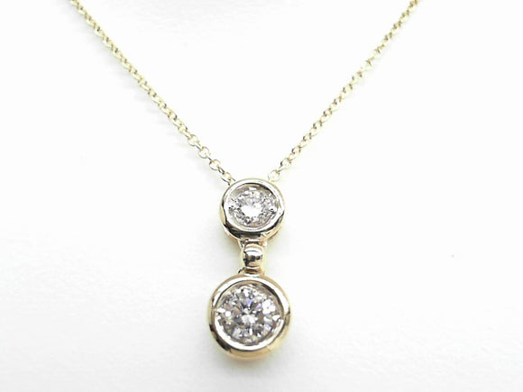 Yellow Gold Bezel Set Double Diamond Necklace