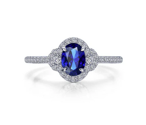 Lafonn Simulated Diamond/Oval Sapphire Ring