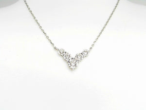 White Gold "V" Shaped Illusion Diamond Necklace