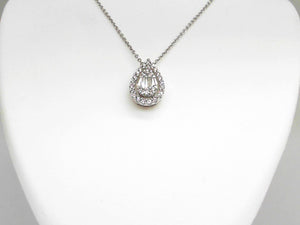 14k White Gold Diamond Pear Pendant Necklace