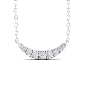 14K WG .15 CTW Diamond Curved Bar Necklace 16+2"