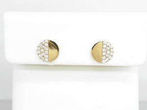 14K YG 8MM 1/2 Pave Circle .22 CTW Diamond Earrings