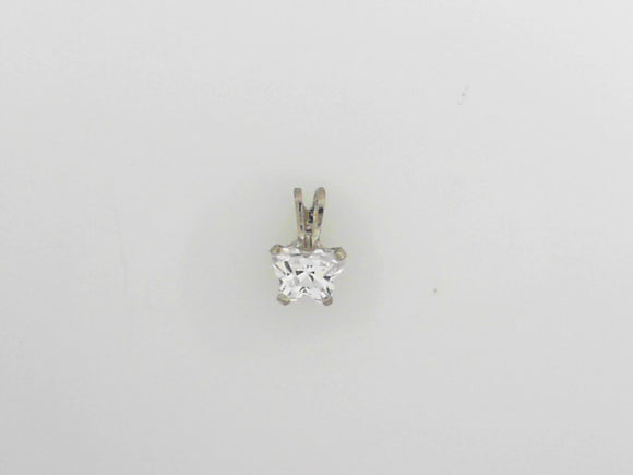 White Gold Baby Butterfly Birhstone Pendant-April