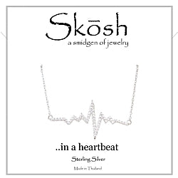 Skosh Sterling Silver CZ Heartbeat Necklace