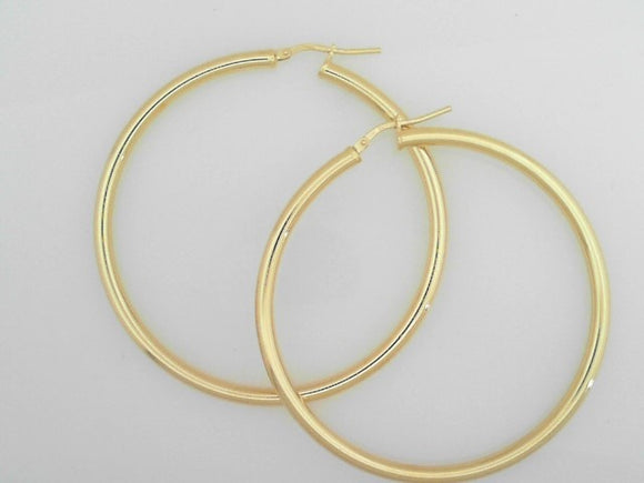 Sterling Silver/Yellow Gold Bonded Tube Hoop Earrings