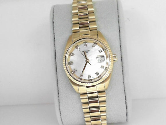 Ladies' Gold Mother-of-Pearl and Diamond Dial Midsize Moore's Elite Watch