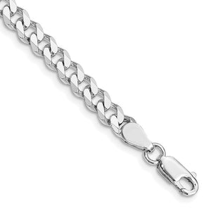 Sterling Silver Rhodiumed 5.7mm Curb 8" Bracelet