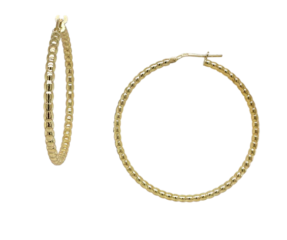 Sterling Silver/Yellow Gold Bonded Beaded Hoops 45mm