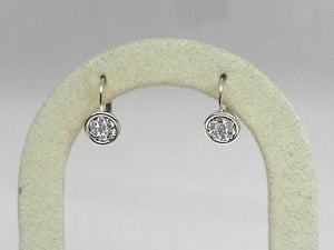 Yellow Gold Bezel Set Diamond Cluster Leverback Earrings