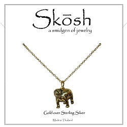 Skosh Gold Antiqued Bulldog Necklace