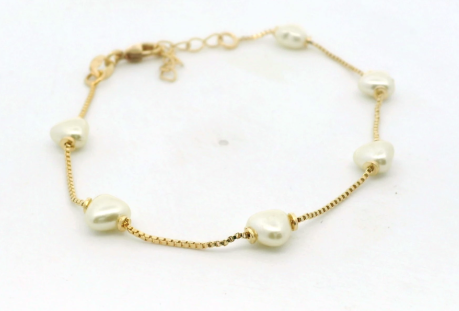 Gold Fill Chain Bracelet with Baroque Pearls