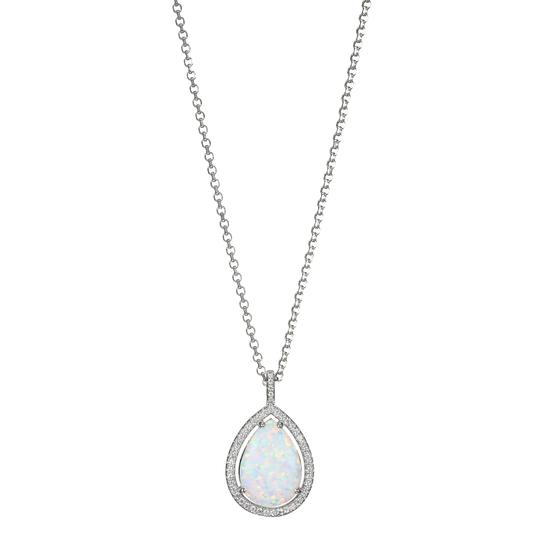 Charles Garnier Sterling Silver Synthetic Opal Necklace 17+2